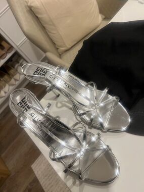 Givenchy Silver Strappy Knot Sandals